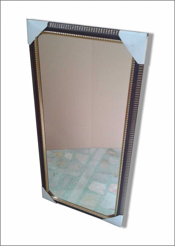 110x55cm Ahşap Çerçeveli Yaldızlı Kahverengi Cam Boy Aynası - 6