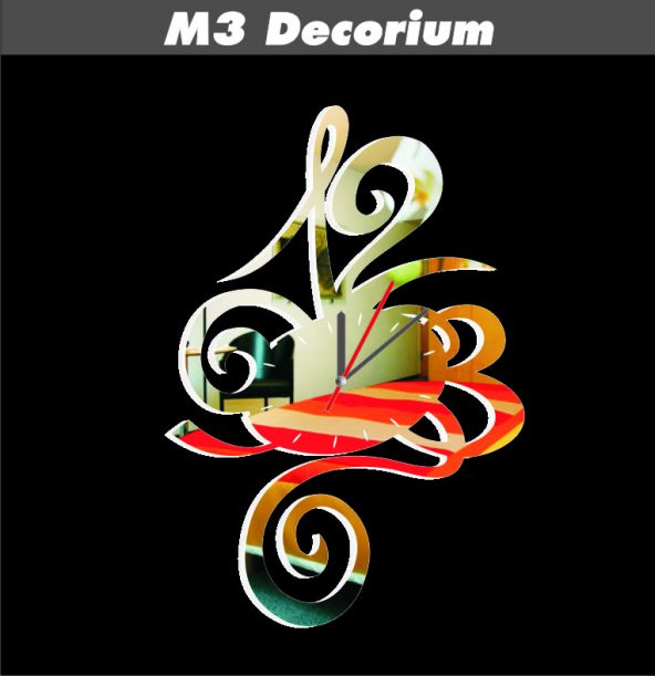 M3 Decorium Müzik Solfej Dekoratif Ayna Saat
