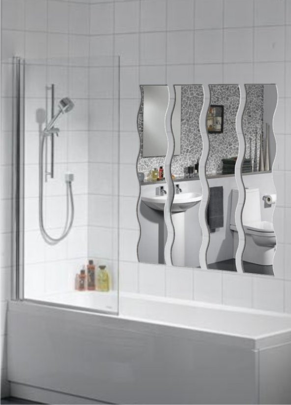 Uzun 4 Parça Dalgalı Boy Banyo Salon Tuvalet Duvar Aynası