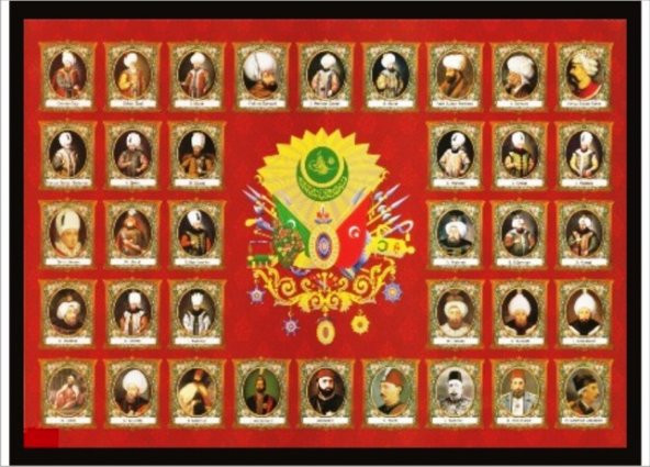 70X100cm İsim ve Portreleriyle Padişahlar Poster Tablo