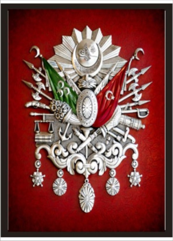 70cmX100cm BordoZemin Osmanlı Arması Ondüla Kartonlu Poster Tablo