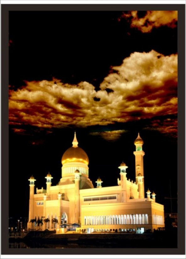 70X100cm Taç Mahal Gece Poster Tablo - 1