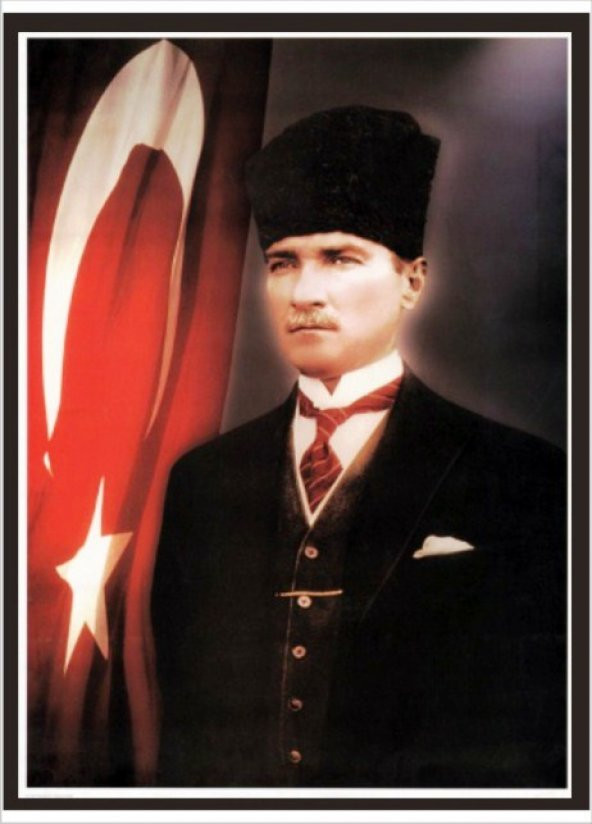 70cm X 100cm Atatürk ve Bayrak Poster Tablo