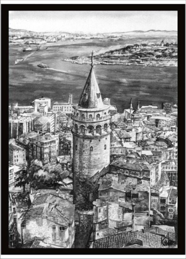 70x100cm Galata Kulesi ve Haliç Poster Tablo