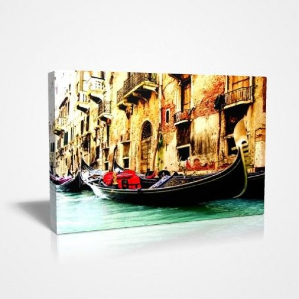 45x30cm Venedik Gondol Kayık Canvas Kanvas Tablo