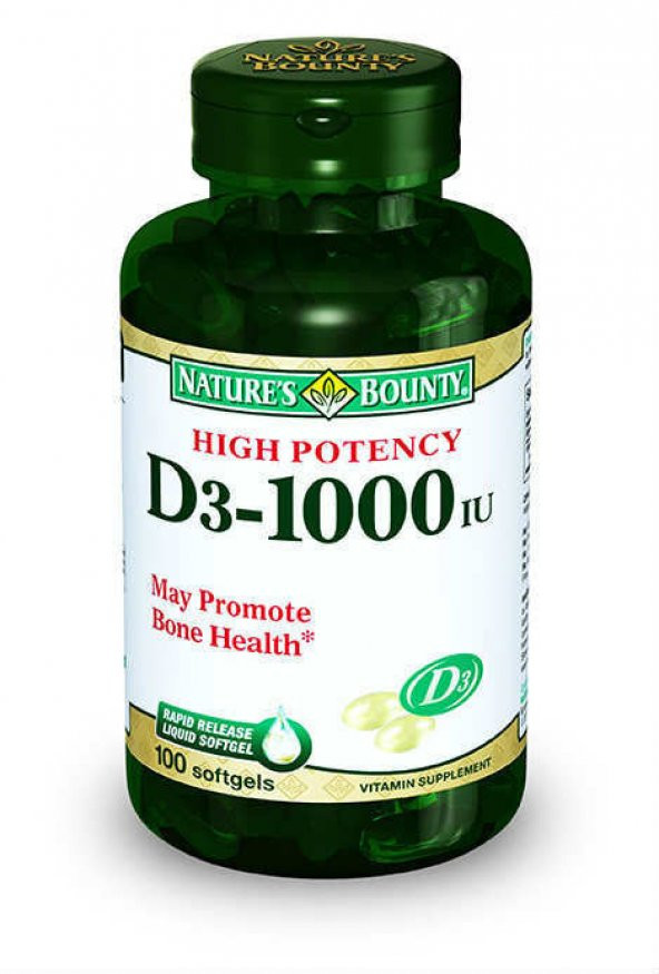 Natures Bounty Vitamin D3 1000 IU 100 Softjel Kapsül