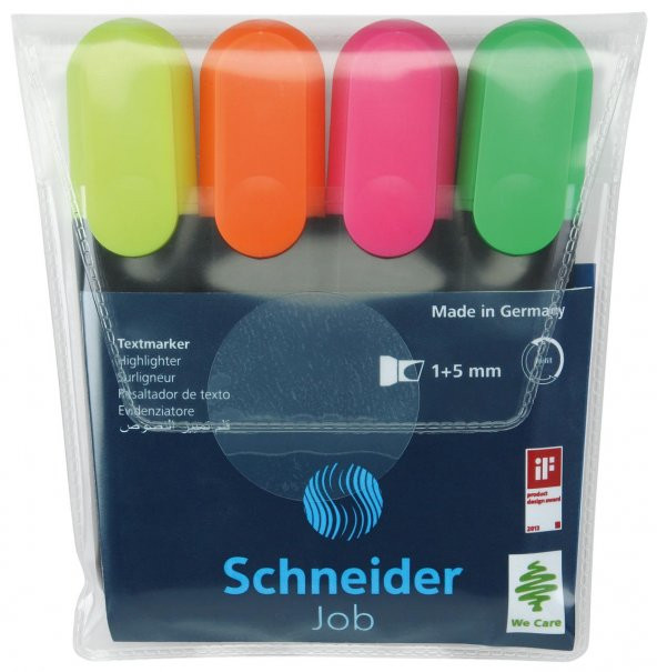 Schneider Fosforlu Kalem İşaretleme Kalemi 4 Renk