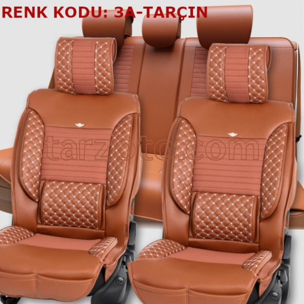 1.Sınıf Kalite, 3D, Deri Koltuk Kılıfı 5li Tam Takım Set - 7