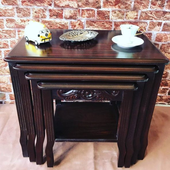 Gürgen Ayak Zigon - Ahşap Sehpa - Zigon Sehpa - Çay Sehpası - 4 lü Sehpa - Yan Sehpa - Resim 2