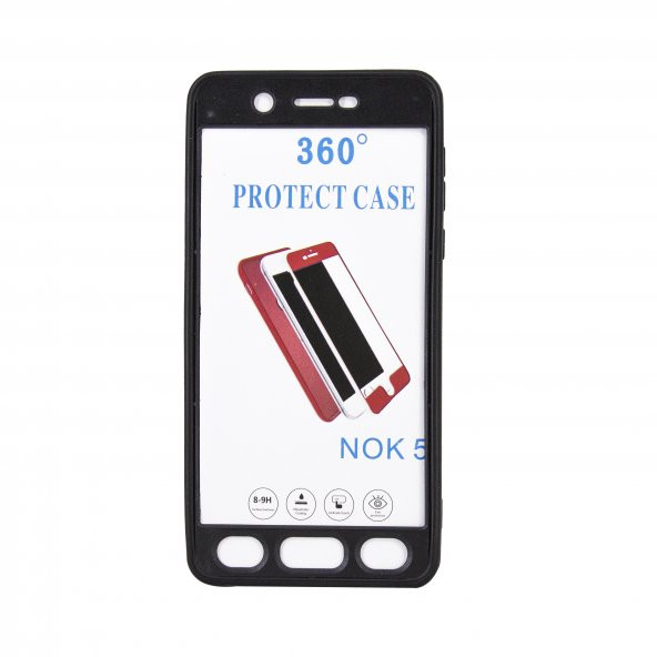 Nokia 5 360 Derece Slim Premium Deri Görünümlü Silikon Kılıf Lacivert - 2