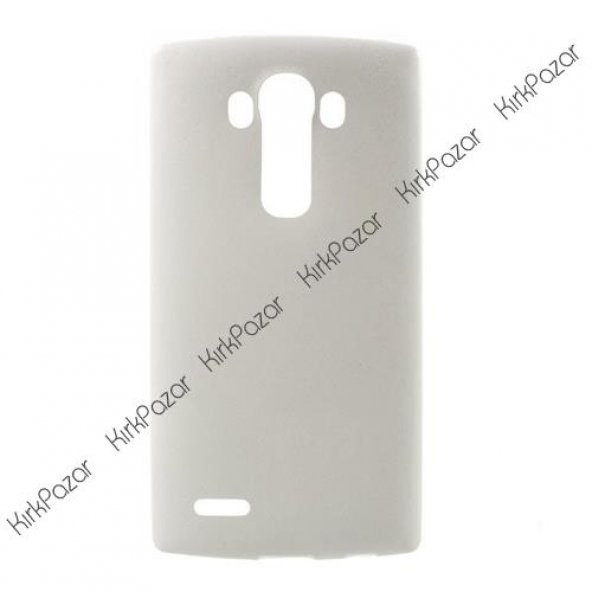 LG G4 H815 Deri Dokulu TPU Slikon Arka Kapak Beyaz