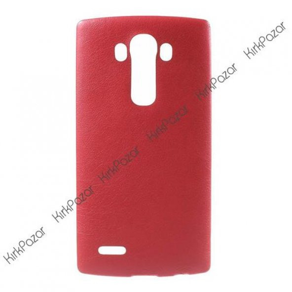 LG G4 H815 Deri Dokulu TPU Slikon Arka Kapak Kırmızı