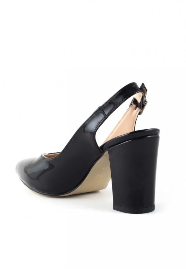 Melenie Siyah Rugan Topuklu Bayan Ayakkabı