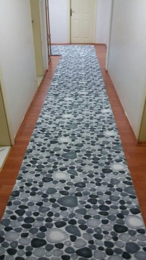 Nur Home Gri Çakıl Taşı Model Lastikli Halı Örtüsü - 2