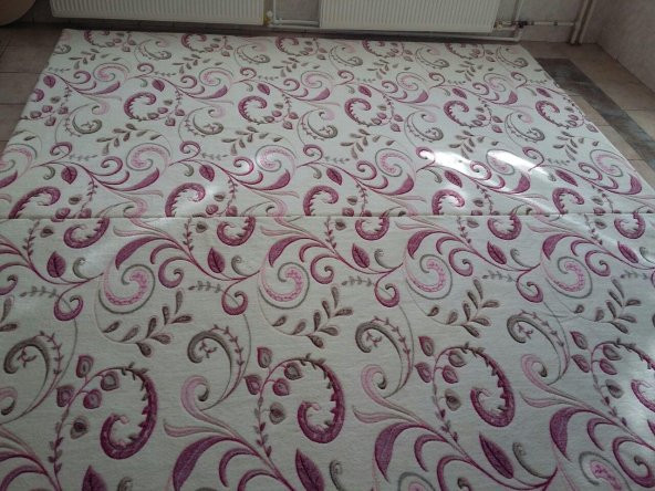 Nur Home Pembe Sarmaşık Modeli Lastikli Halı Örtüsü - 3