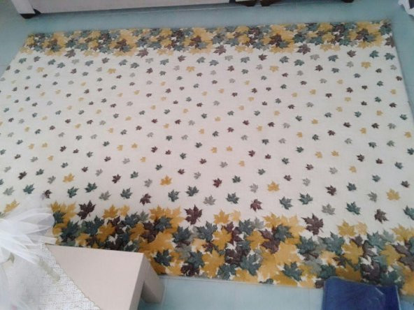 Nur Home Yeşil Kahve Yapraklı Model Lastikli Halı Örtüsü - 2