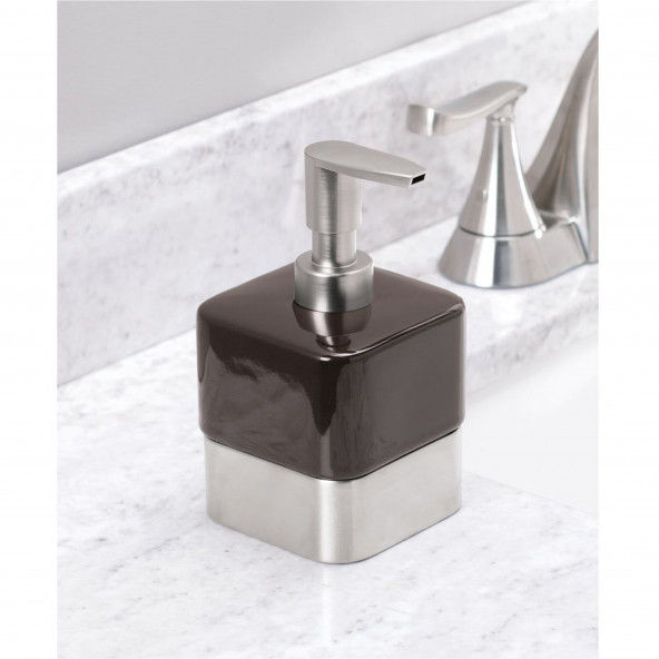 16372ES SIVI SABUNLUK KAKAO KAHVE RENKLİ PORSELEN 8X8X13CM 200ML - 2