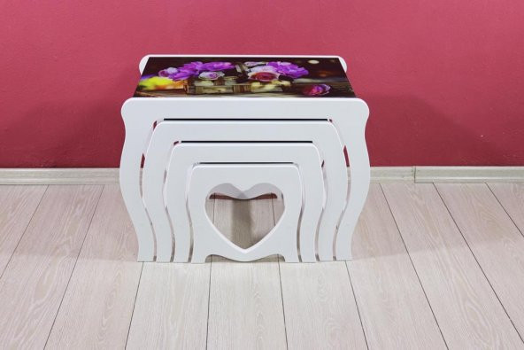 CAMLI 4 LÜ ZİGON SEHPA  (çiçek sepeti) - 7