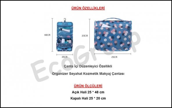 Su Geçirmez Organizer Askılı Seyahat Kozmetik Makyaj Çantası - 4