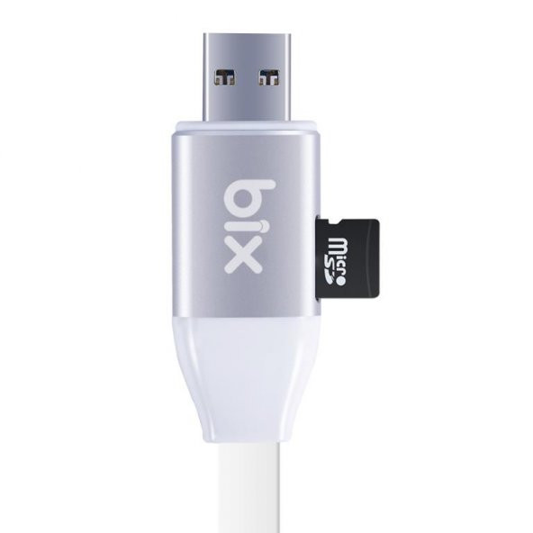 Bix iData Pro 3ü 1 Arada Kart Okuyuculu Akıllı iPhone Şarj Kablo