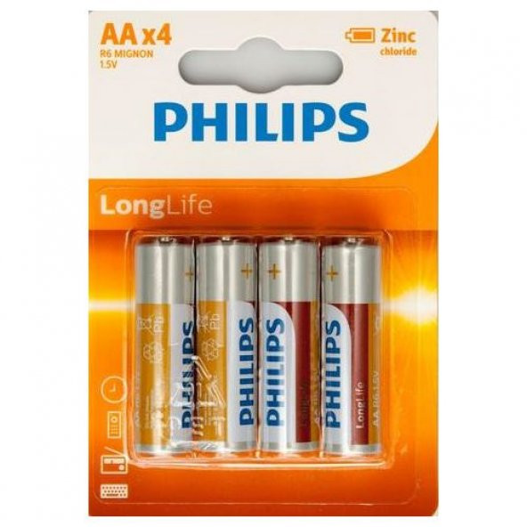 Philips Longlife AA 4'Lü Paket Kalem Pil