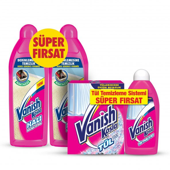 Vanish Kosla Tül Toz 450 gr + Parlatıcı 450 ml+ Halı Şampuanı Makinede Yıkama 2x850 ml - 2