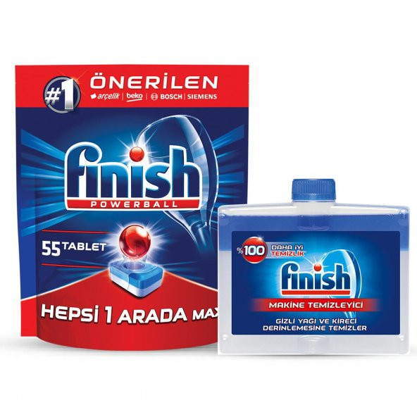 Finish Hepsi Bir Arada 55 Tablet Bulaşık Makinesi Deterjanı + Makine Temizleyici 250 ml - 2