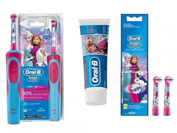 Oral-B Frozen Şarj Edilebilir Diş Fırçası Çocuklar İçin 3Lü Set
