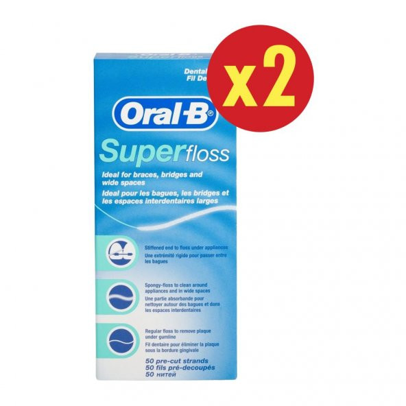 Oral-B Diş İpi Super Floss 50 Adet (2 Paket)
