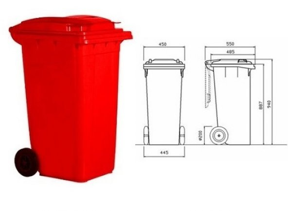 Plasticon Çöp Konteyneri 110 lt Tekerlekli A+ Isiya Karşı Dayanıklı - Turuncu Çöp Kovası - 2