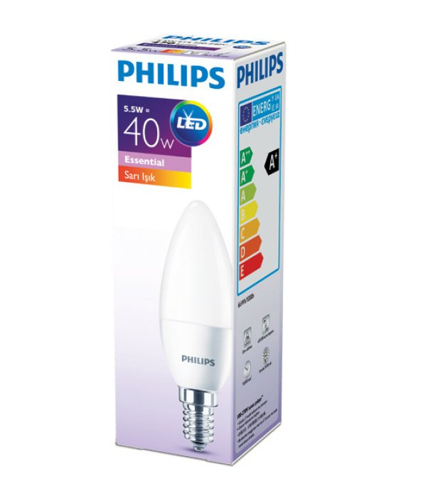 Philips ESS LEDCandle 40W B35 İnce Duy Sarı Işık 3lü Ekopaket