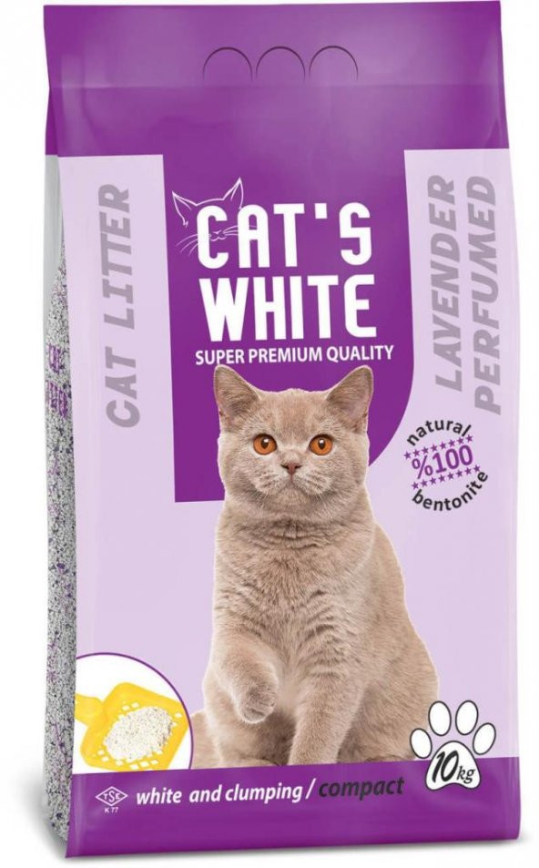 Cats White Lavanta Kokulu Topaklaşan Doğal Bentonit Kedi Kumu 12 Lt 10 Kg