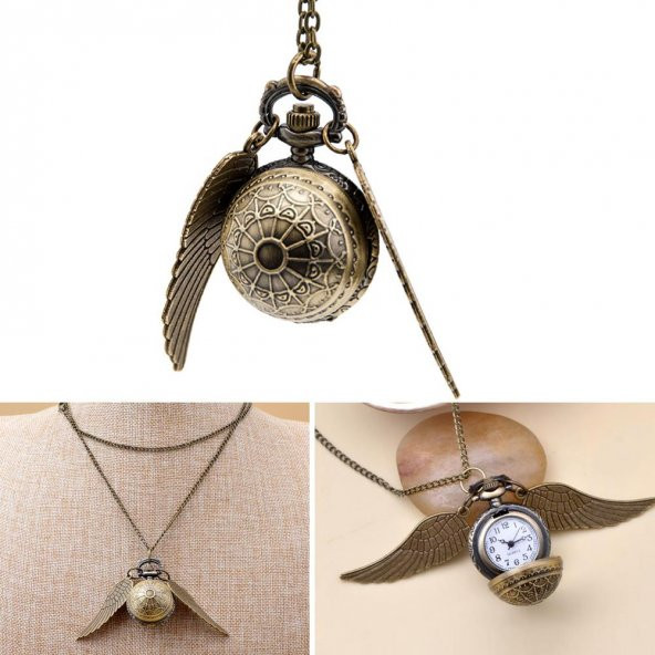 HARRY POTTER GOLDEN SNITCH WINGS MELEK KANAT SAAT CEP SAATİ KOLYE YENİ TARZ YENİ MODA - 2
