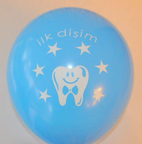 İlk Dişim Baskılı Erkek Bebek Mavi Balon 50 Adet