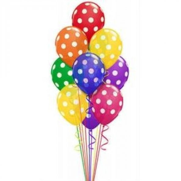 Karışık Renk Puantiyeli Balon 50 Adet