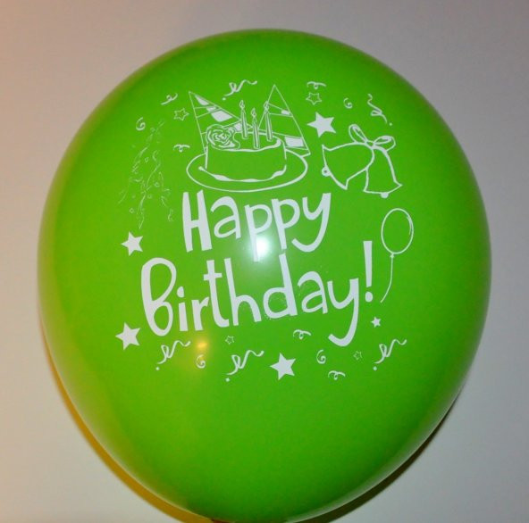 Happy Birthday Baskılı Karışık Renk Balon 100 Adet