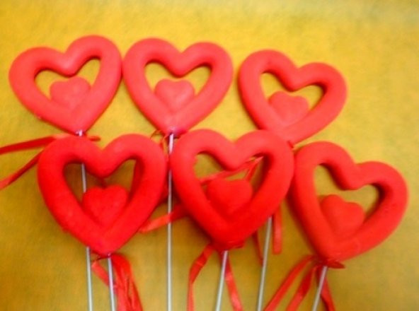 6 Lı Kırmızı Çubuk Kalp Sevgililer Günü Sevgiliye Hediye