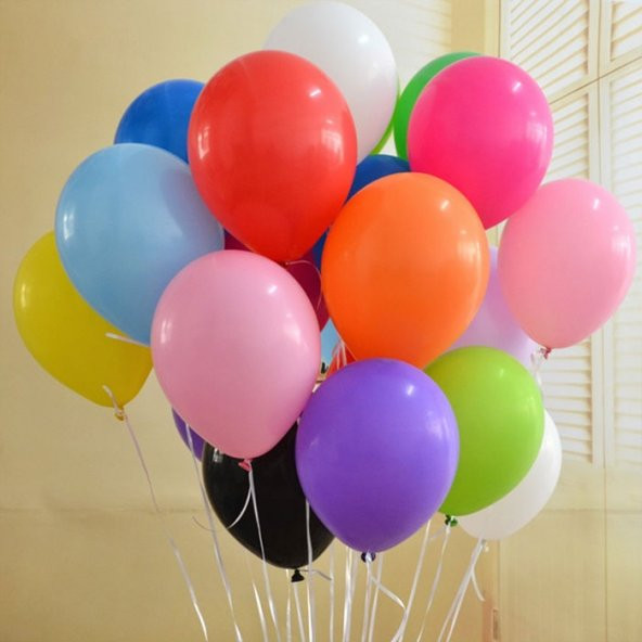 Normal Mat Klasik Karışık Renk 50 Adet Balon