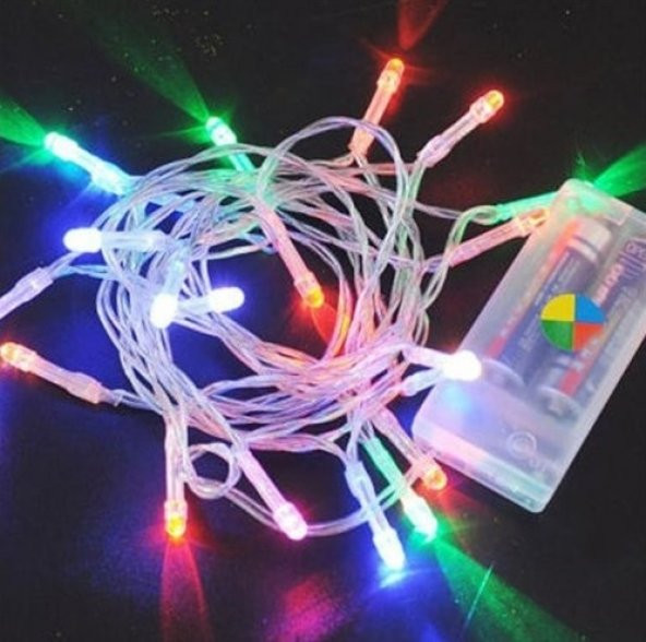 Beyaz Kablo 3M Pilli Led Işık Karışık Renk