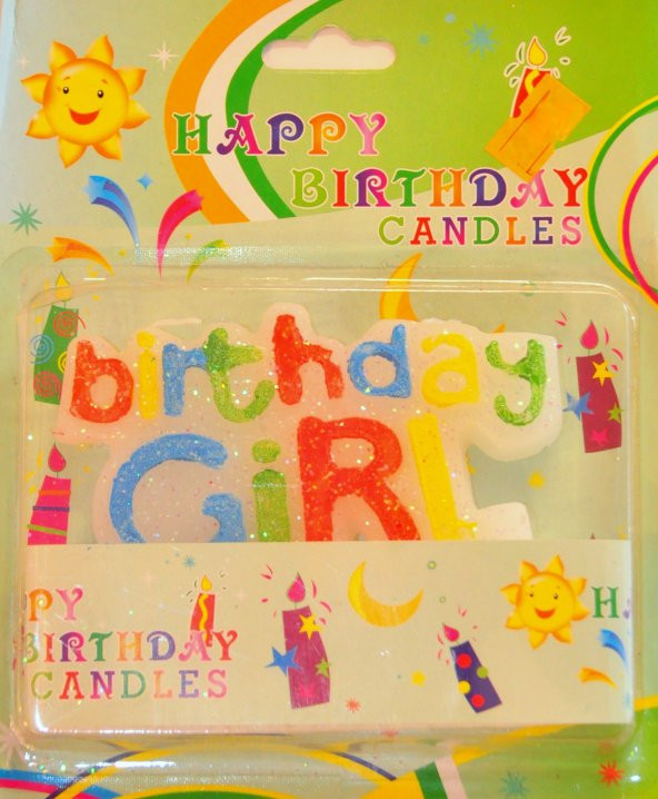 Birthday Girl Yazan Karışık Renk Kız Bayan Pasta Mumu