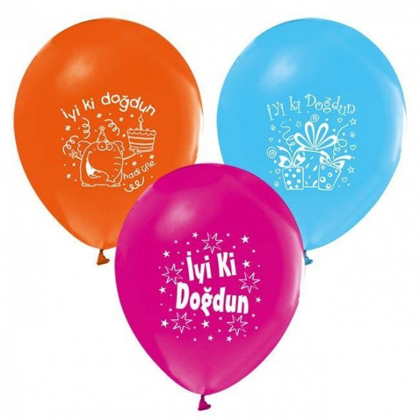 İyiki Doğdun Baskılı Karışık Renk Balon 7 Adet
