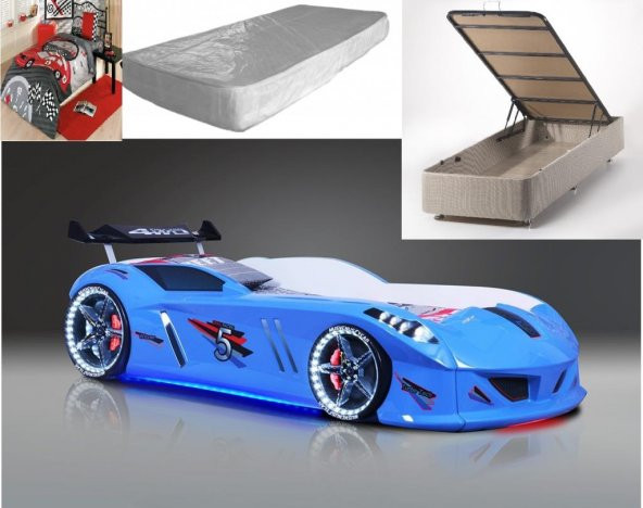 Arabalı Yataklar Baza + Full Led + Ortopedik Yatak + Nevresim - 3
