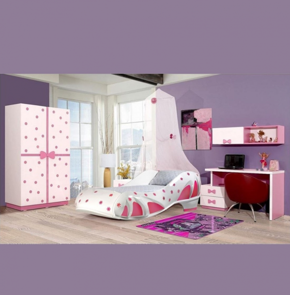 Farinay Çocuk Odası PEMBE PABUÇ Yatak Tasarımlı Takım