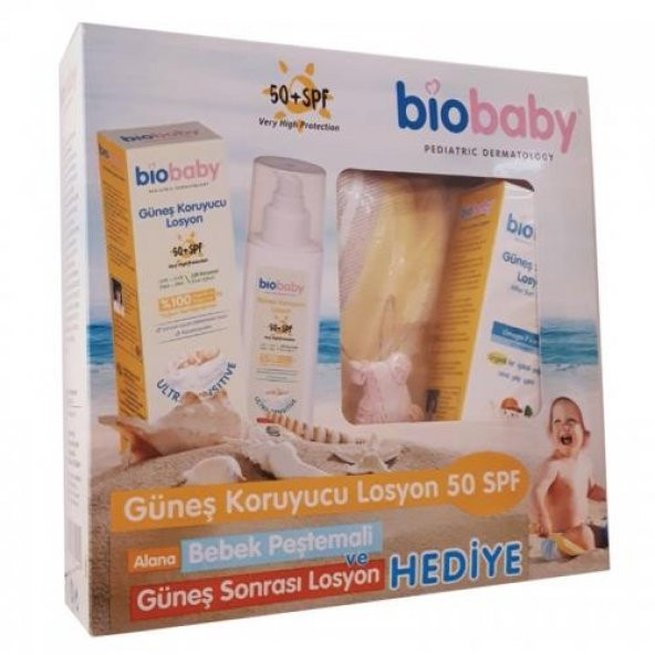 Biobaby Spf 50 Bebek Güneş Losyonu 100ml +Bebek Peştemali + Aftersun HEDİYE