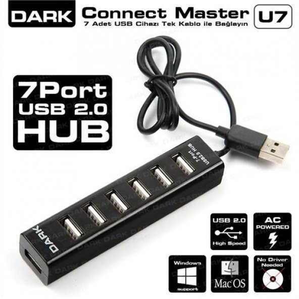 Dark Connect master u71 DK-AC-USB271 7 Port Usb 2.0 Çoklayıcı Hub