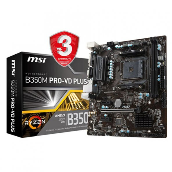 MSI AMD B350M PRO-VD PLUS B350 DDR4 3200 VGA GLAN AM4 USB3.1