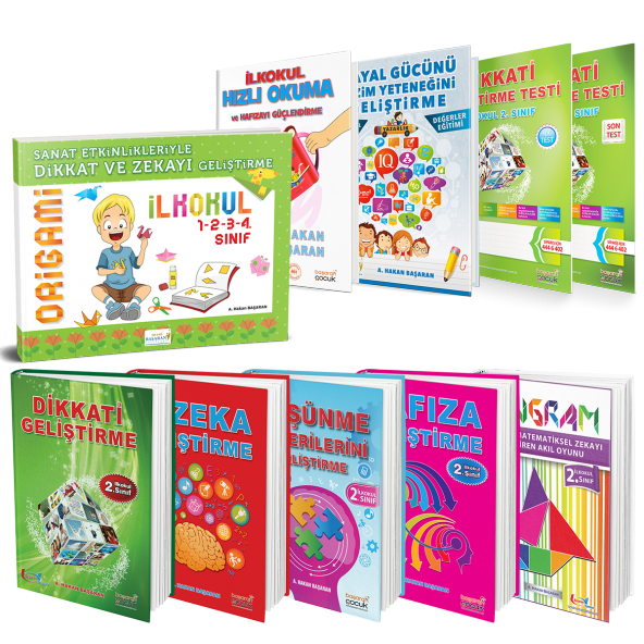 2-SINIF MEGA SET (DİKKAT - ZEKA - HAFIZA - DÜŞÜNME BECERİLERİ - ORİGAMİ -TANGRAM - HIZLI OKUMA SETİ İLK VE SON TEST) - 2