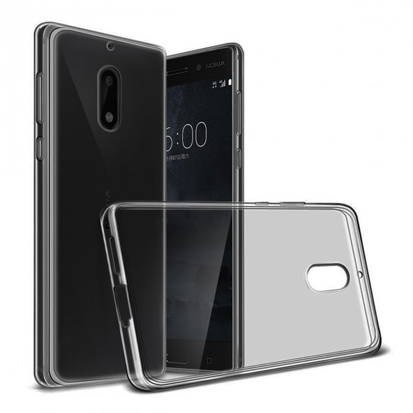 Nokia 5 Kılıf Soft Silikon Şeffaf-Siyah Arka Kapak