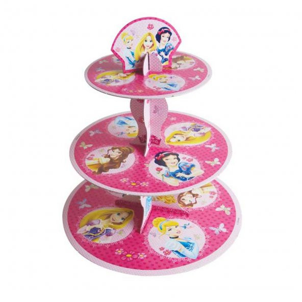 3 Katlı Karton Cupcake Standı Prenses Temalı Kek Standı