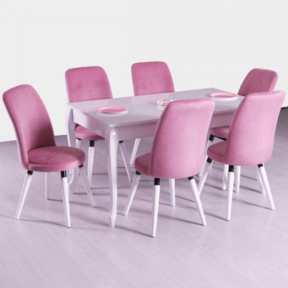 Evform Soleno 6 Sandalye Masa Yemek Masası Takımı Lükens